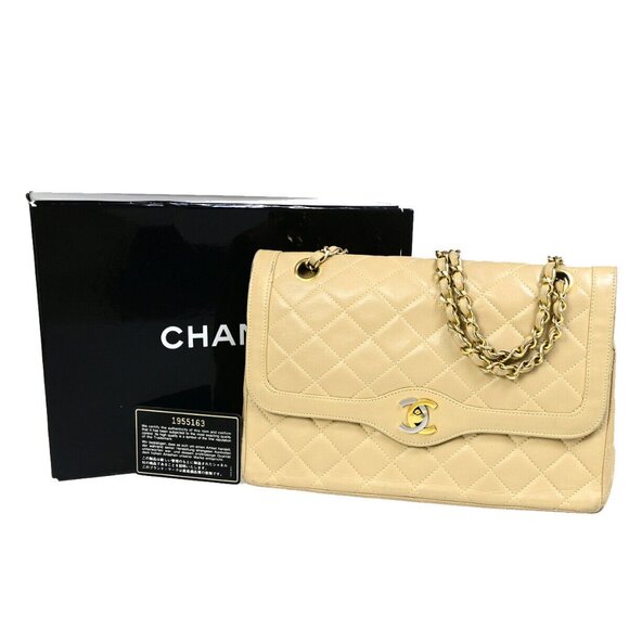 CHANEL Paris CC Matelasse Double Flap Chain Shoulder Bag Leather - Picture 1 of 16